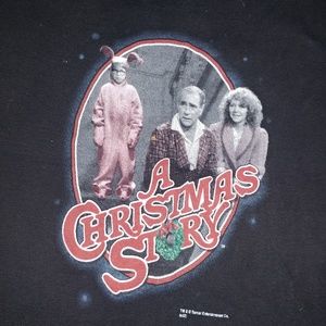 🇺🇸A Christmas story crewneck black t shirt